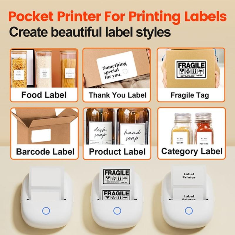 Compactly Bluetooth-compatible Cordless Printer For Household Use Clear Printing On Various Materials No Cartridge