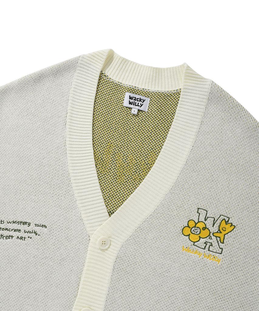 Wacky Willy Kiki & Lily Patch V-Neck Cardigan Cream