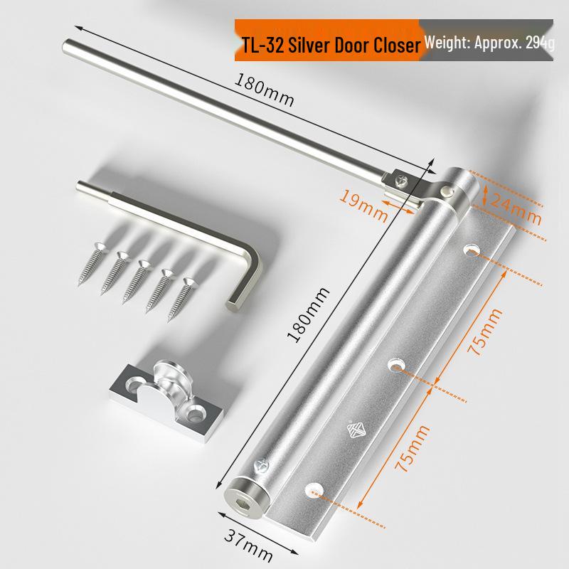 Aluminum Alloy Hydraulic Buffer Fireproof Door Closer for Silent Double Swing and Anti-theft Doors.