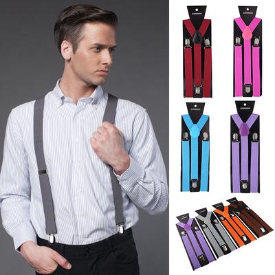 Suspenders Plain Pattern Unisex Neon White Black Y-Shape