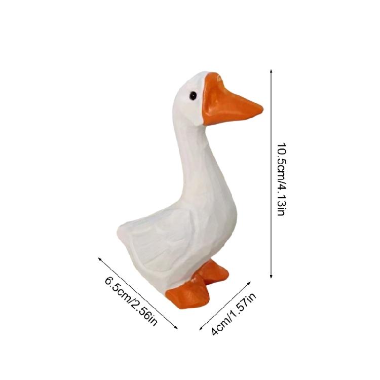 White Duck Model Handmade Wood Sculpture Art Ornament Lovely for Distinctive Home and Office Display 2PCS