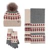 Ankola Red Hat Scarf Glove Cover Set Winter Warm Outdoor Cold Thickened Velvet Ear Protector Knitted Hat