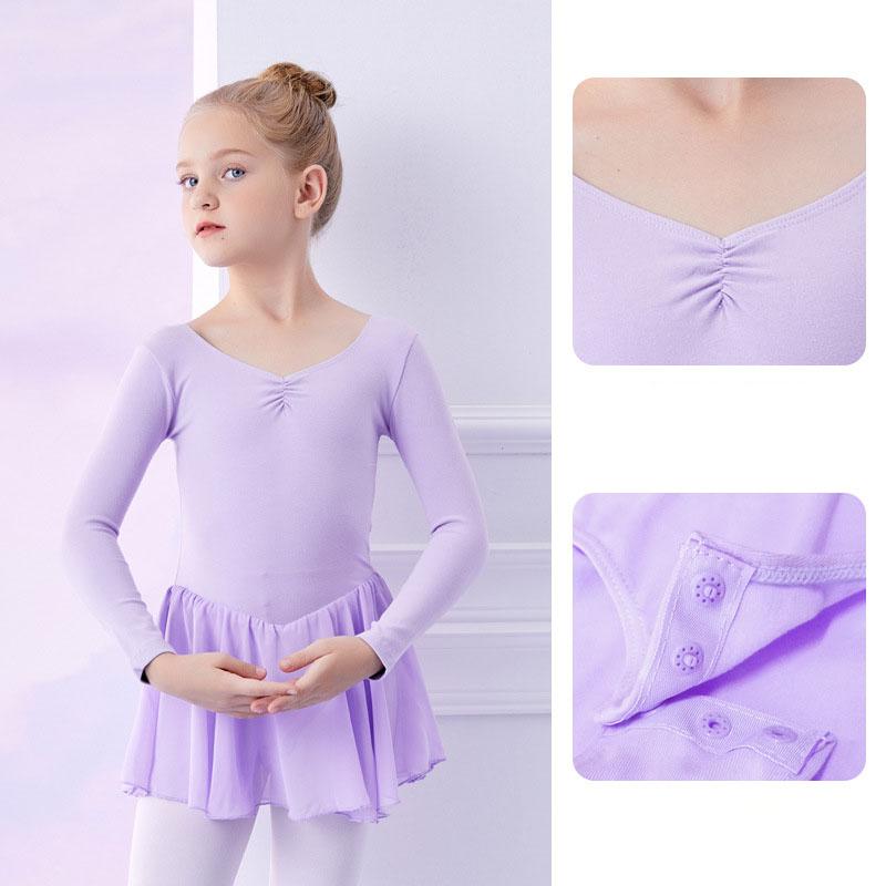 Copii Fete Tricou de gimnastică din bumbac Rochie de balet Tricou cu mânecă scurtă Tutu Costume de balerină pentru fete