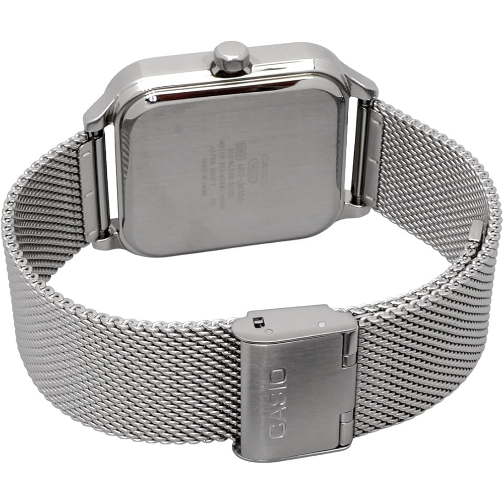 Casio Standard Round Rectangle Multi-Function Analog Men's Watch 24-Hour Display Metal Mesh Band Gray