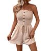 Summer Vacation Style Solid Color Strapless High Waist Jumpsuit Shorts, Fashion Design European American Casual Romper for Women Crossborder