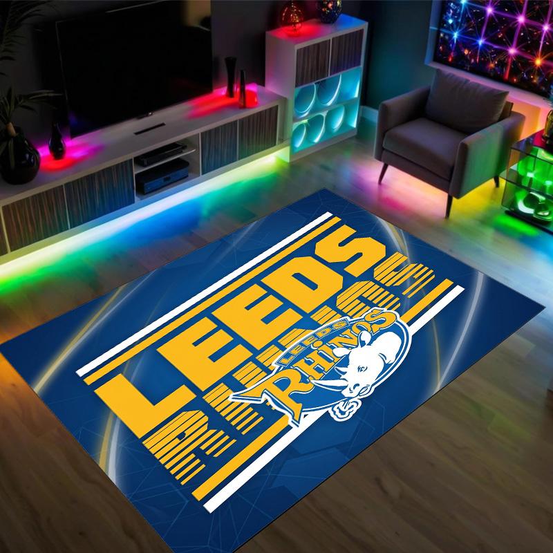 Leeds Rhinos Design Crystal Velvet Carpet Cozy Non?Slip Printed Rug For Bedroom Living Room Entrance