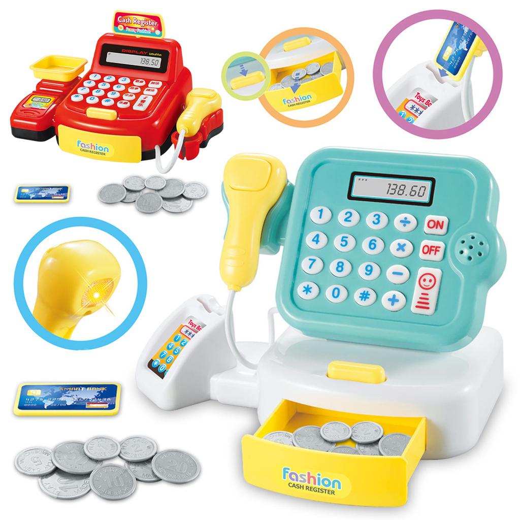 Supermarket Calculator Cash Register Toy Cash Register Educational With Sound And Light Pretend Scanner Gift for Kids