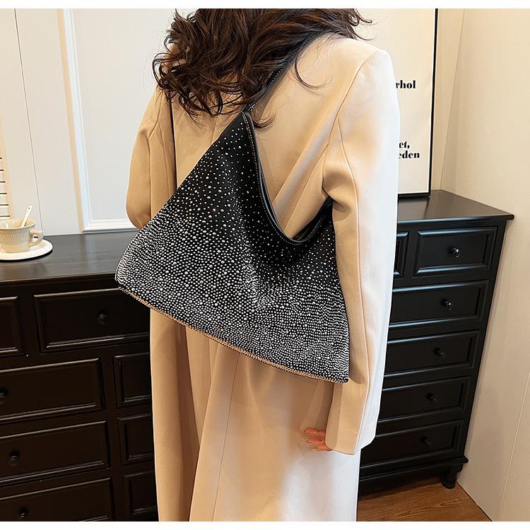 Autumn new bright diamond bag women's fashion large-capacity shoulder oblique span bag high-end texture tote bag