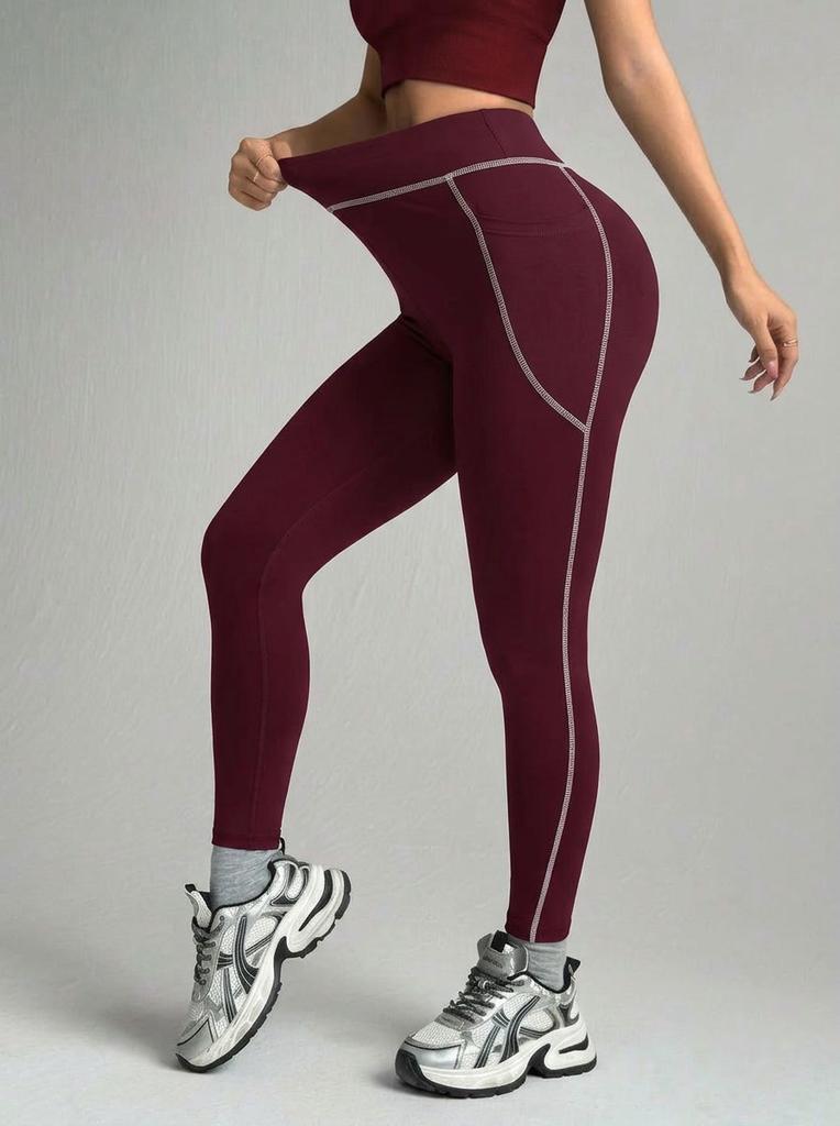 Naked yoga pants for women, high waist, hip lift, contrasting sports fitness pants, fashionable quick-drying tight trousers for women
