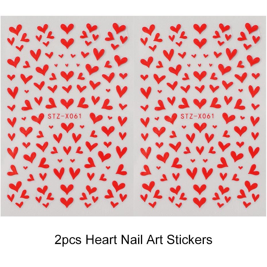Xiaomi Red Heart Nail Sticker Decals Little Love Heart Valentine 3D Self-adhesive Sliders for Manicure Foil Tattoo Nail Art Decorations