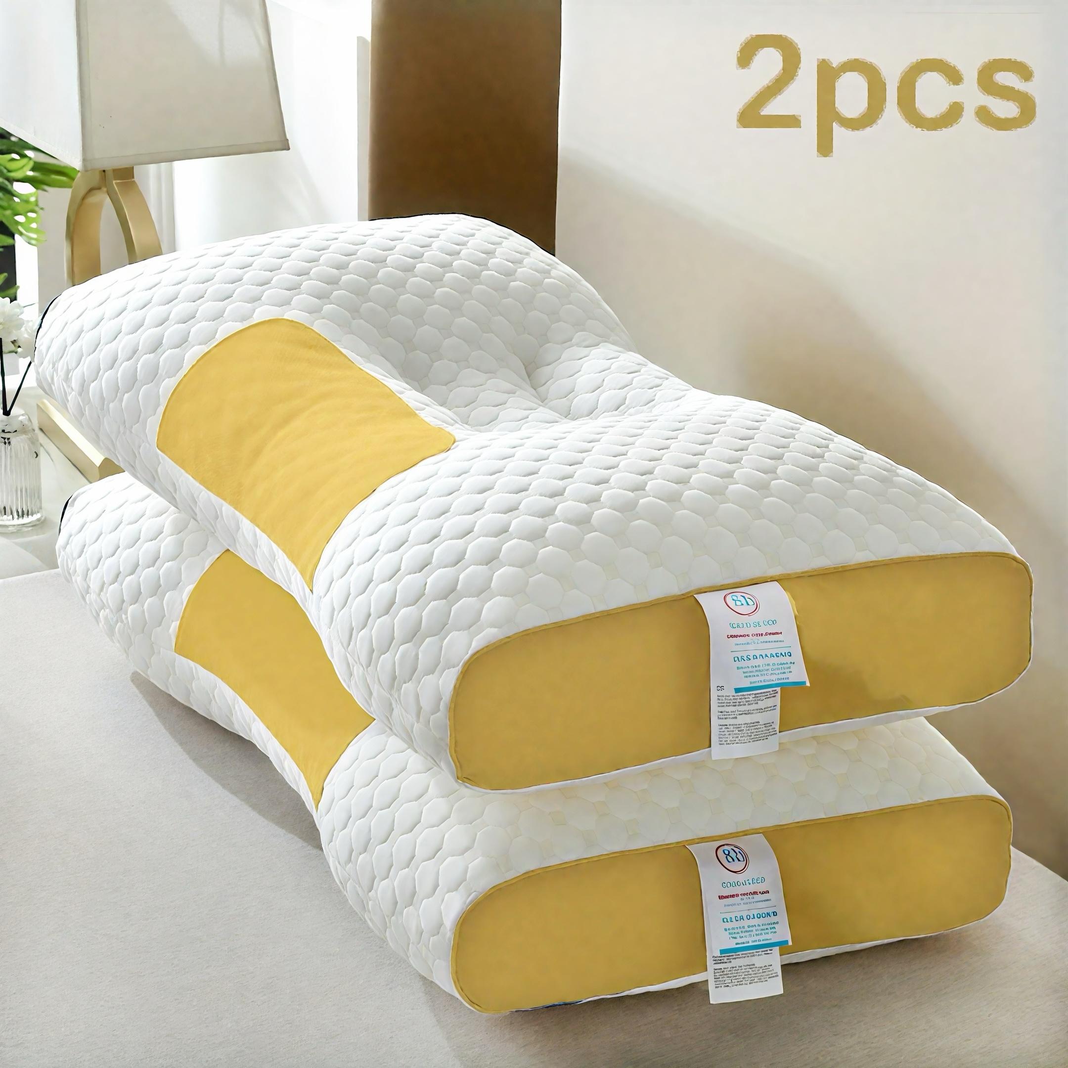 

[Knitted Neck Protection Pillow] 2Pcs Rray Knitted SP Neck Protection Pillow Moisture Absorption Breathable Sleep Pillow Core 74x48cm