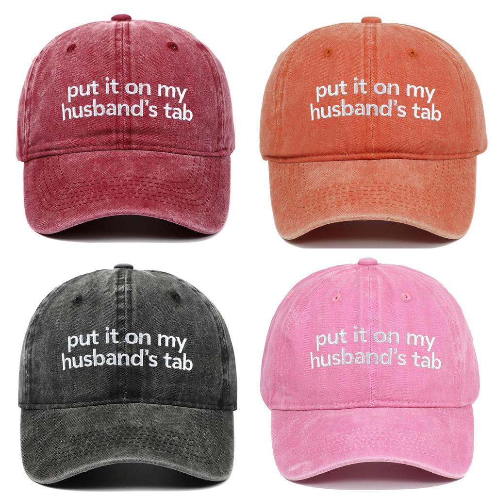 Put It On My Tab Embroidered Cotton Baseball Cap With Sunshade For Outdoor Casual Wear