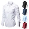 Men Shirt Long Sleeve Solid Color Button Single-breasted Cardigan Dress-up Casual Lapel Men Spring Shirt for Daily Wear
