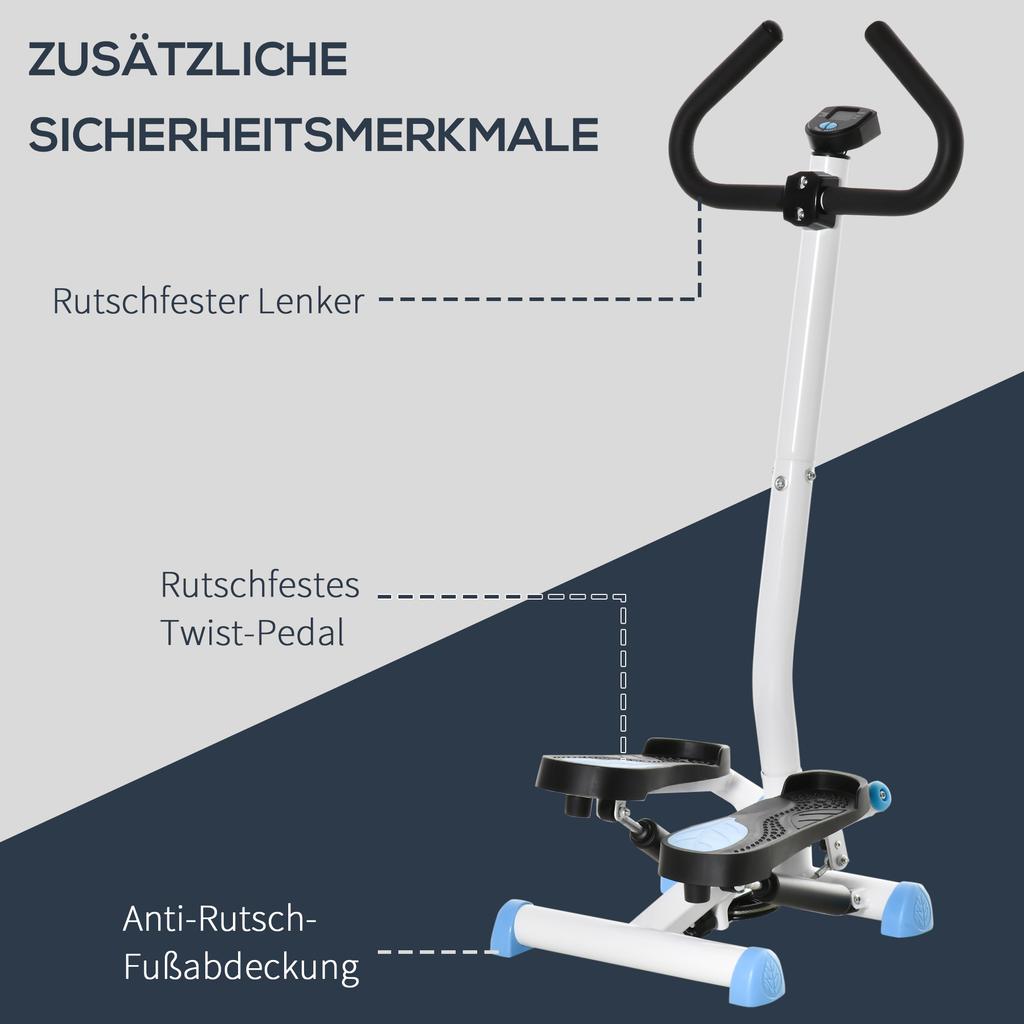 Twister Stepper, Máquina de Step con Resistencia Ajustable, Pantalla LCD - Azul