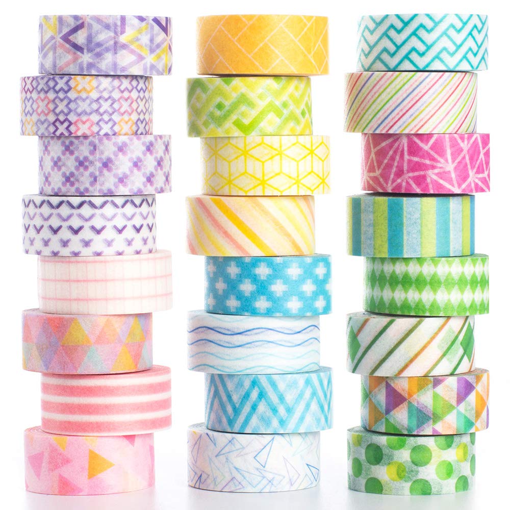 Yubbaex Mini Rainbow Line Masking 10mm Wide x 24 Perfect for Gift DIY and Notebook Decorations Tape, Rolls, Thin, Wrapping, Crafts,