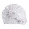 Summer Cute Baby Girl Hat Comfortable Breathable Solid Color With Flower Pearl Candy Color Turban Elastic Cap