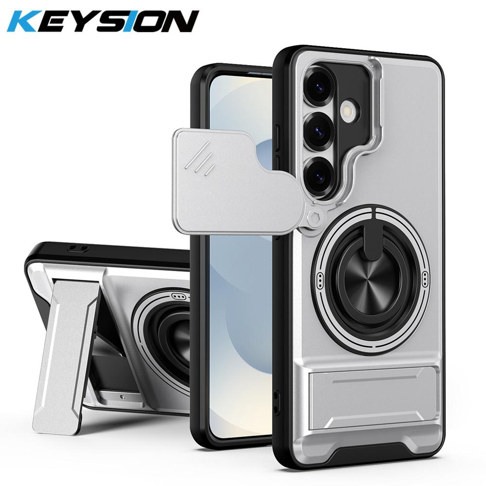 KEYSION Magnetic Phone Case for Samsung Galaxy S25 S26 Ultra S26+ S25 FE Slide Camera Protection Upright Kickstand Ring Shockproof Cover