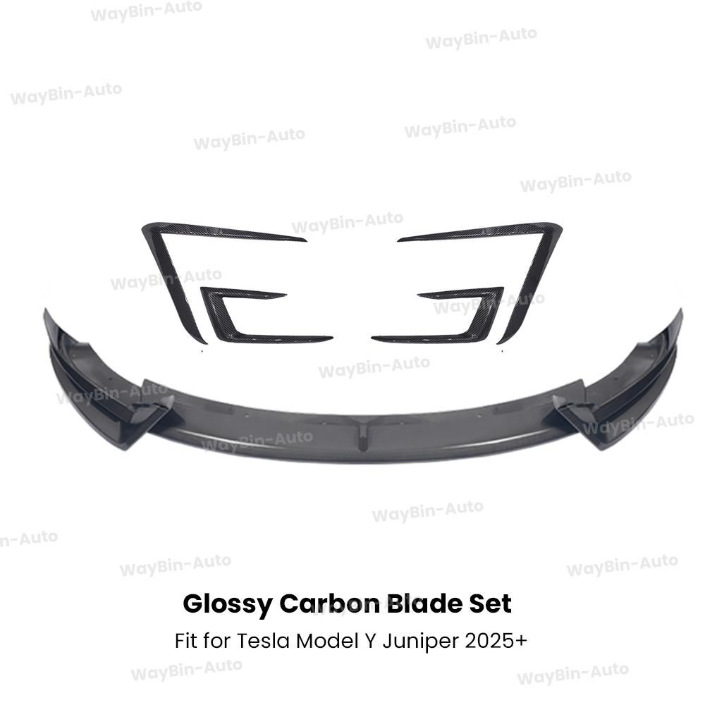 Glossy Black Front Lip Spoiler & Front Bumper Lip Kit for Tesla Model Y Juniper 2025+ - AD Sport Body Kits Styling Accessories