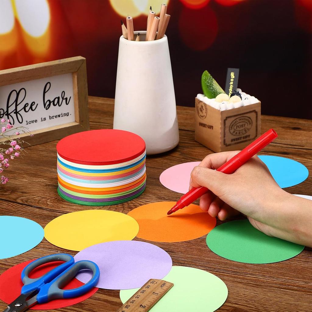Kisston 360 Pcs Round Cutouts Paper 3.9 Inch Assorted Color Die Cuts for DIY Craft Projects School Classroom Bulletin Board Decor