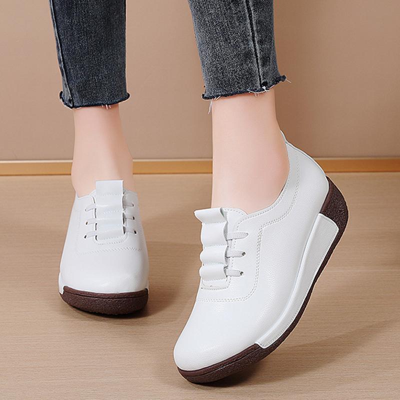 

Жіночі черевики з натуральної шкіри з товстим низом, протиковзкі черевики на платформі, робоче взуття для матері 35