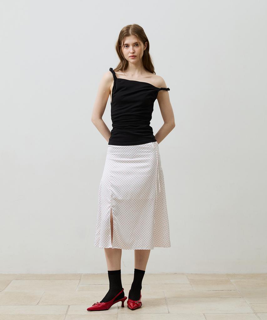 Alikim Tiny Dot Slit Skirt/Red
