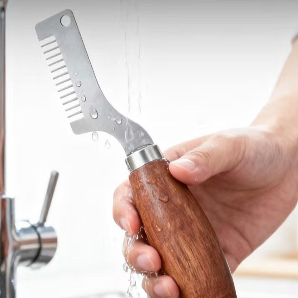 Edelstahl Lauchschneider Holzgriff Manuell Zwiebelschneider Multifunktional Ergonomisch FrühlingszwiebelSchneider Kochzubehör
