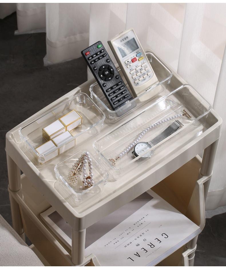Transparent Desk Organizer with Compartments - Thickened Plastic Drawer for Small Items Storage