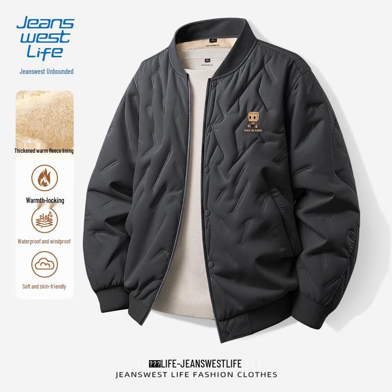 

JEANSWEST LIFE Men s Padded Baseball Collar Winter Jacket L