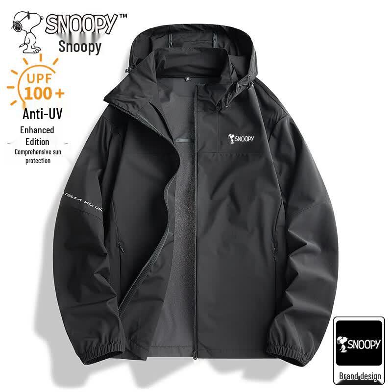 Snoopy Men s Summer Ice Silk Hooded Sun Protection Jacket S чёрный