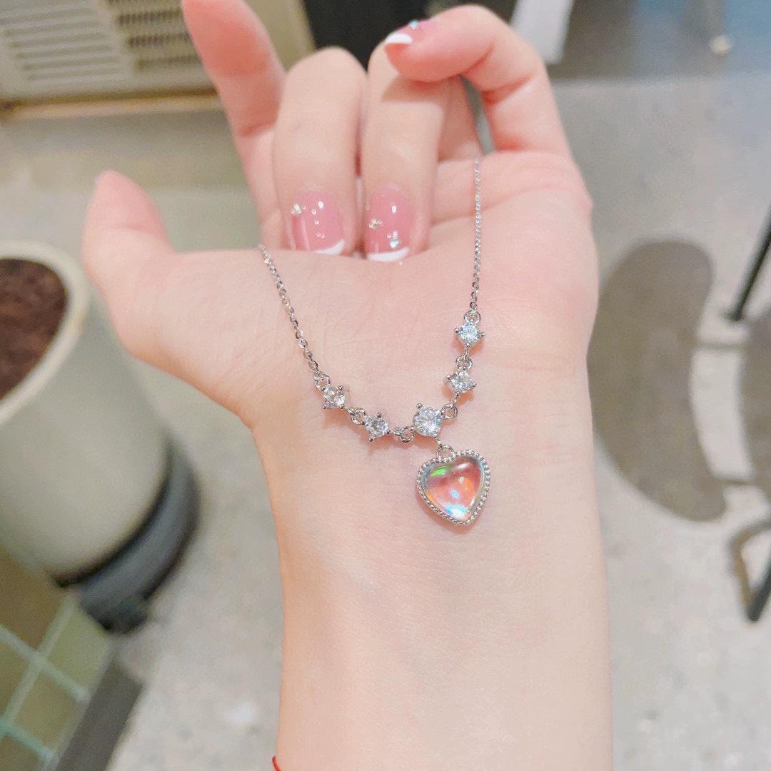 Zircon Rhinestone Heart Necklace for Women - Elegant Niche Design in Cool, Sweet Style