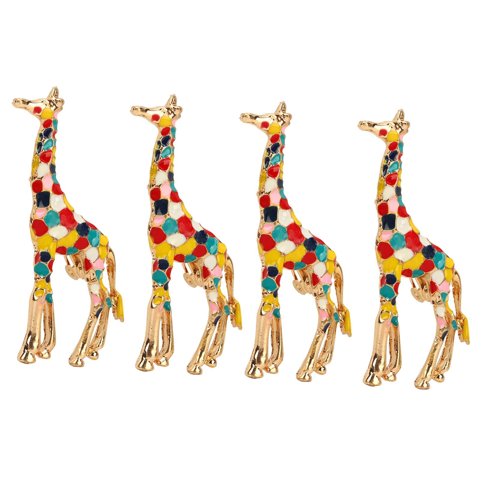 

4 PCS Cartoon Giraffe Brooch Exquisite Colorful Elegant Aluminum Alloy Fashion Giraffe Brooch for Women