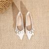 Fashion Women's Flat Shoes Fashionable Pointed Single Shoe New Belt Buckle Flat Single Shoes for Women Black Wide Heels Women