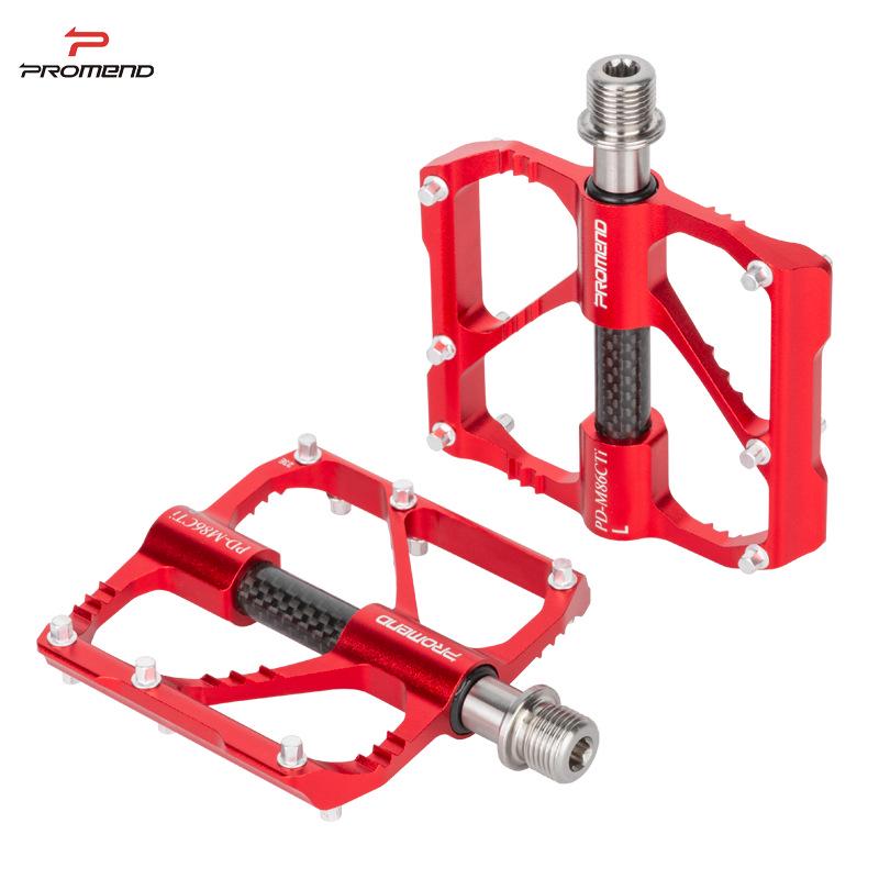 PROMEND 86T Mountain Bike Pedals - Titanium Axle, Carbon Tube, 3 Bearings, Road Cycling Pedals