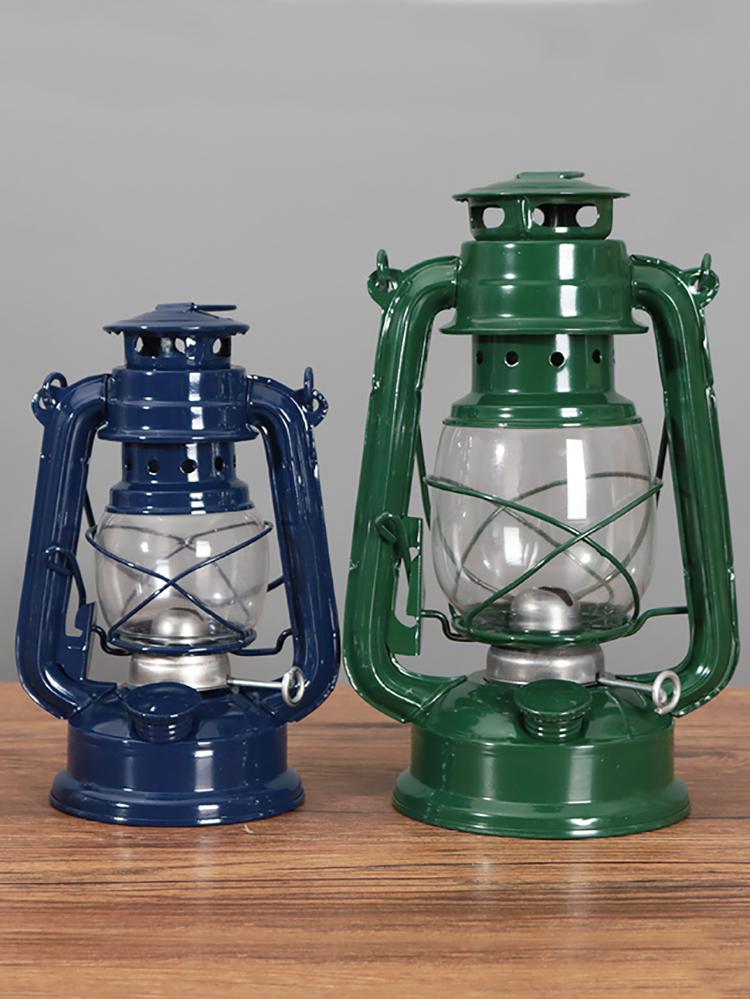 Vintage Wrought Iron Kerosene Hurricane Lamp - Nostalgic Camping Decor & Photography Prop