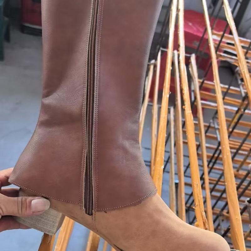 Plus Size Short Martin BootsWomen's Boots Flat Flanged Side Zippers Solid Color Women's Shoes