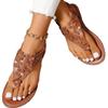 Women's Bohemian Toe Post Flat Sandals, Floral Summer Slip-On Shoes