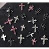 10Pcs Retro Cross Nail Charm Alloy Rhinestones Cross Charms Punk Gothic Nail Art