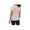 Adidas Own The Run Tee Striped Letter Architectural Print Crew Neck Short Sleeve Regular T-Shirt Women Tops White HZ7706