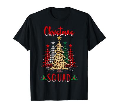Buffalo Plaid Leopard Print Christmas Squad Tee Tree T-Shirt