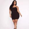 Women's Summer Plus Size Black Dress Solid Color Strapless Sexy Tight Casual Suspender Dress