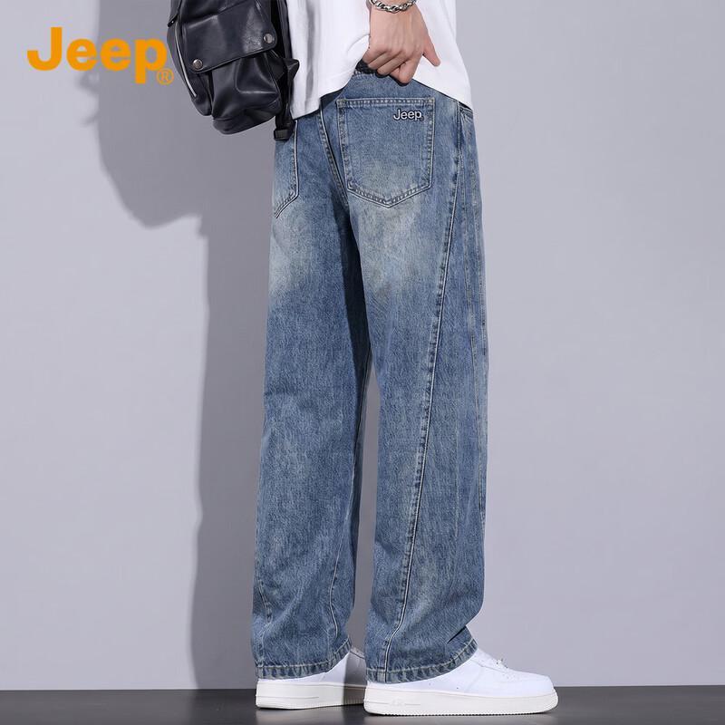 JEEP Men's Loose Fit Straight Leg Denim Jeans