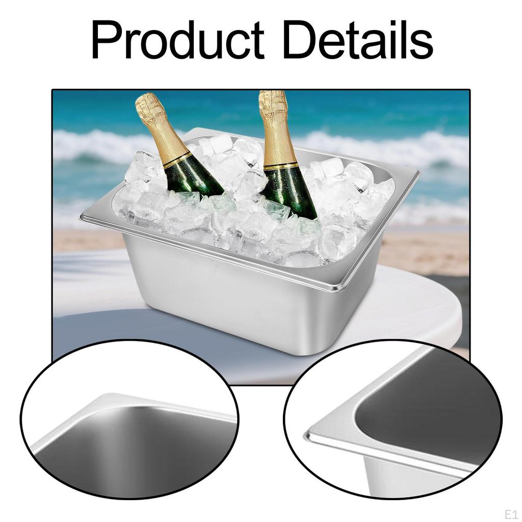 Ice Bucket Beverage Cooler Metal Storage Tub for Wine Beer Champagne Chiller Stainless Steel