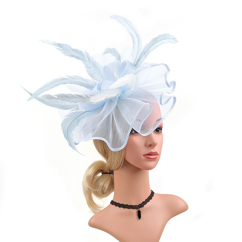Hair Head Bands Hats For Women Headwear Church Feather Clip Fascinators Hat Wedding Party Cap For Non Slip Head Bands