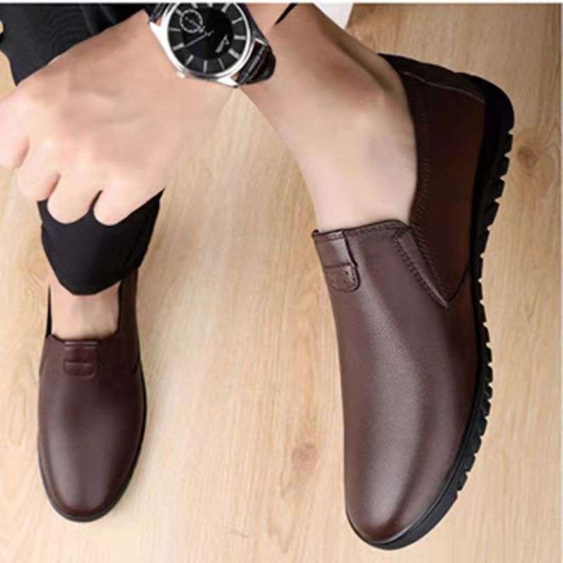 Leather Shoes Men's Spring Men's Shoes Casual Shoes Breathable Lazy Shoes Korean Version Trendy Work Shoes Soft Sole Non-slip Driving Shoes