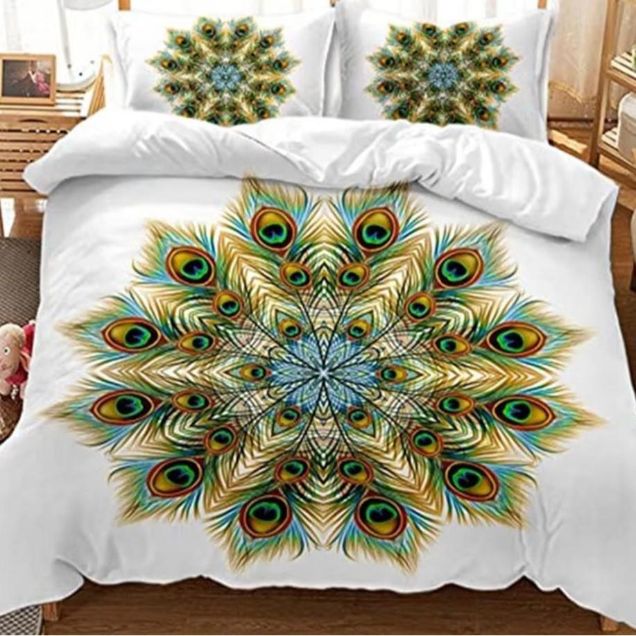 Colorful Feather Duvet Cover Set Bedding Set 3-piece Duvet Cover Set