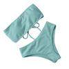 Bikini a due pezzi da donna alla moda, a fascia, con coppe imbottite e senza ferretto