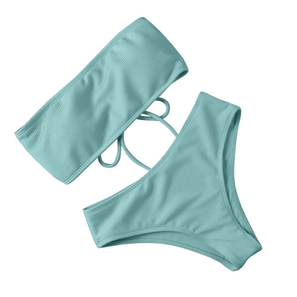 Bikini a due pezzi da donna alla moda, a fascia, con coppe imbottite e senza ferretto