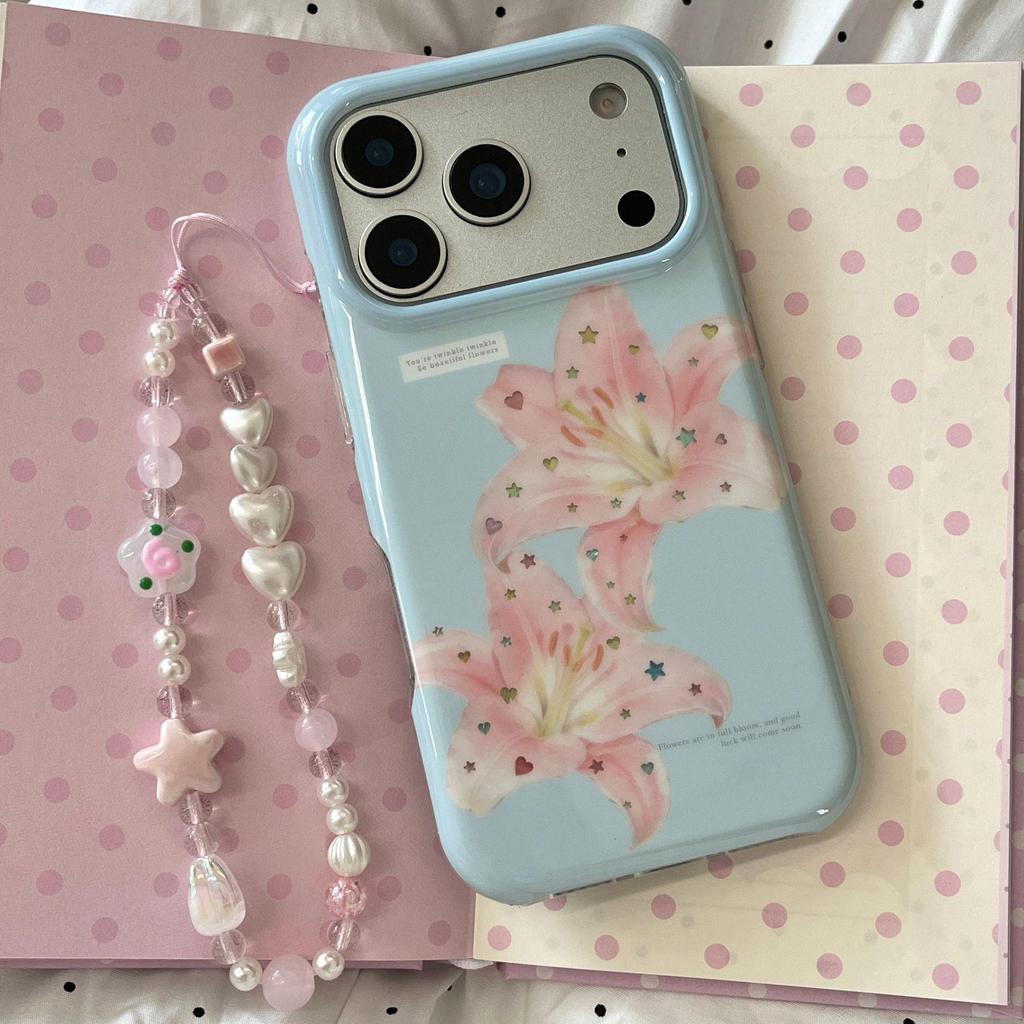 Fresh Pink Lily iPhone 17 Pro Max Case with Chain for New Models