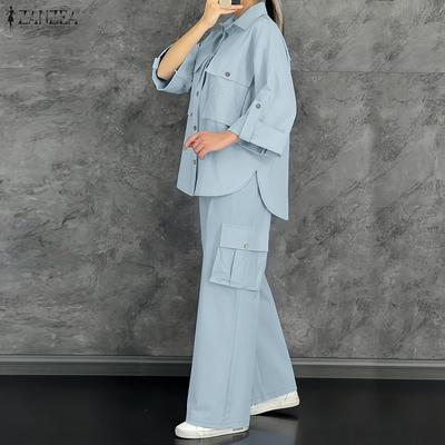 Γυναικεία μακρυμάνικη μπλούζα και παντελόνι Casual σετ δύο κομματιών
