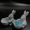 Decorative Bunny Candy Container 3D Printed Easter Bowl Cute Rabbit Holding Bowl Figurine DIY Paintable White Desk Smooth Surface Decor for